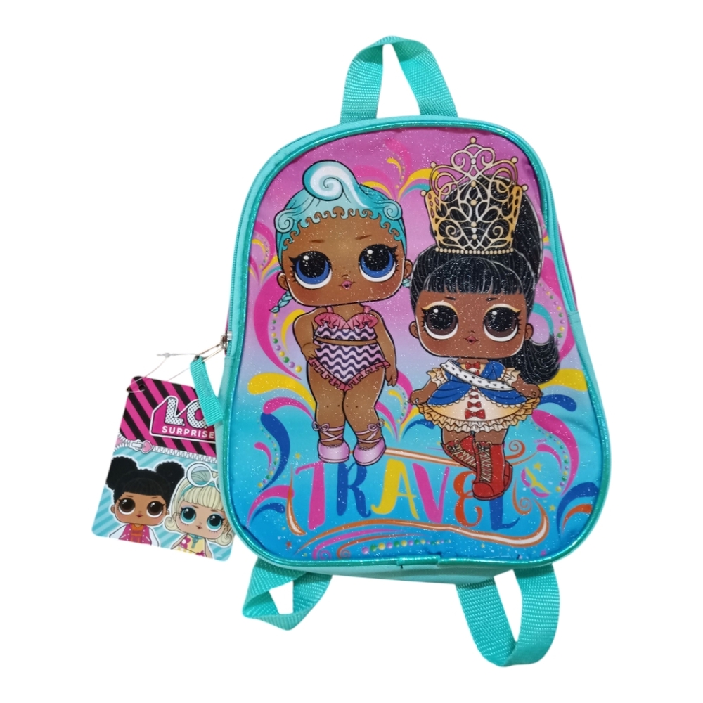 LOL Surprise Dolls Girls Pink Teal Silver Sparkly Glitter Small 10" Backpack NEW
